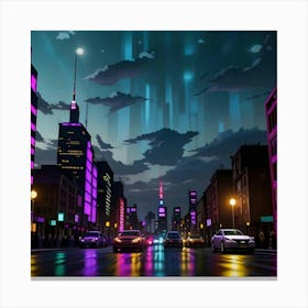 Metropolis Glow A City’s Nocturnal Charm Canvas Print