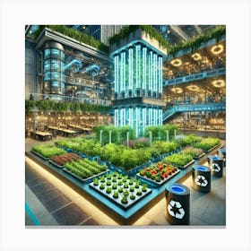 A Futuristic Factory And Restaurant Complex Showca Canvas Print