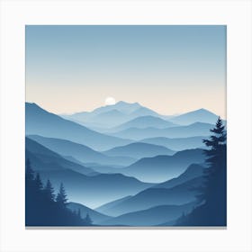Misty mountains background in blue tone 108 Canvas Print