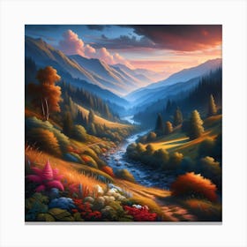 Sunset In The Mountains 5 Canvas Print