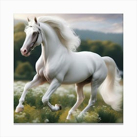 White Horse Running Canvas Print