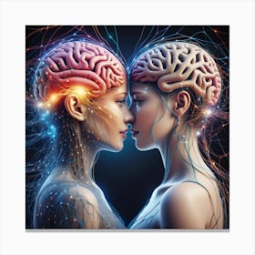 Two Brains In Love Canvas Print