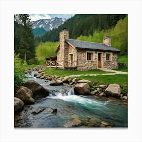 Small Cabin In The Mountains Canvas Print