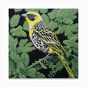 Ohara Koson Inspired Bird Painting Yellowhammer 1 Square Canvas Print