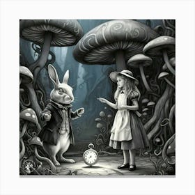 Alice And The Clock Canvas Print