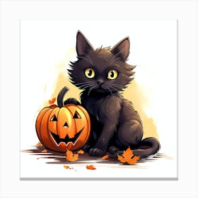 Cute cat halloween Canvas Print