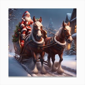 Santa's Country Sleigh & Team Canvas Print
