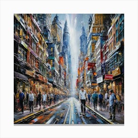 Hong Kong City Street Canvas Print