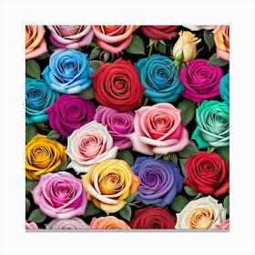 Colorful Roses Seamless Pattern Canvas Print