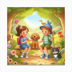 Children At The Park Canvas Print