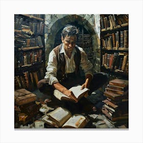 Man Reading A Book 1 Canvas Print