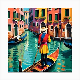 VENICE CANAL SOLO GONDOLIER Canvas Print