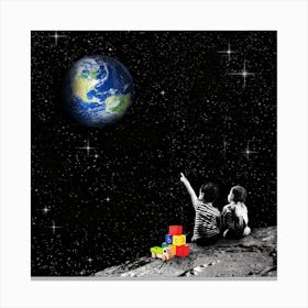 Together From The Moon Square Canvas Print