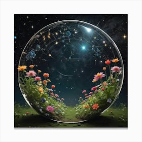 Flower Garden In A Glass Ball 1 Canvas Print