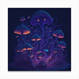 Neon Mushrooms (8) 1 Canvas Print