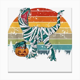 Halloween Mummy Raptor Dinosaur Costume Pumpkin Vintage Canvas Print