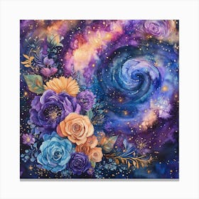 Floral Celestial Galaxy 9 Canvas Print