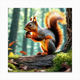 Squirrel In The Forest 350 Canvas Print