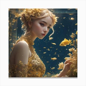 Golden girl underwater Canvas Print