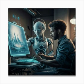 Man Working On Computer 1 Canvas Print