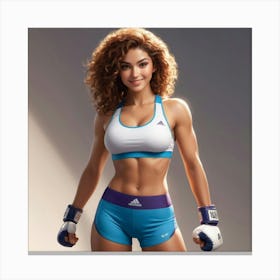 Girl In Boxing Gear Canvas Print