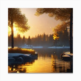 Sunset Over A Lake 1 Canvas Print