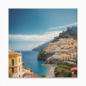 Amalfi Coast Matisse Style, Italy 5 Watercolour Travel Poster Art Print (4) Canvas Print