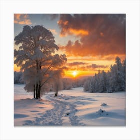 Sunset In Winter Canvas Print