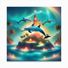 Dolphins In The Sea Canvas Print