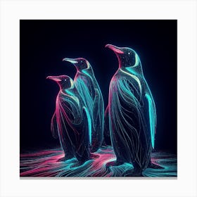 Neon Penguins Canvas Print