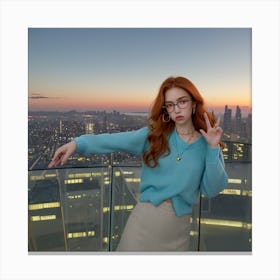 K-Pop Girl At Sunset Canvas Print