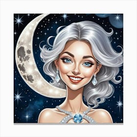 Moon And Stars Canvas Print