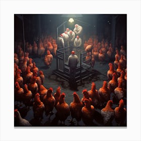 Chickens watching Canvas Print