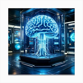 Cyber Brain Fusing Advanced Ai Technology Intricate Neural Networks Visible Glowing Circuitry Fut (2) Canvas Print