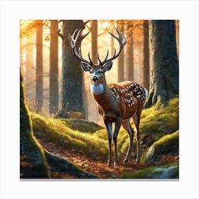 Deer In The Woods 64 Canvas Print