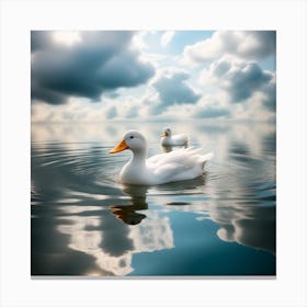 Clouds Made Up Of Water And Duck Is Swimming On Top Of It Canvas Print