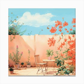 Garden In The Sun - Coral Colored Patio Canvas Print