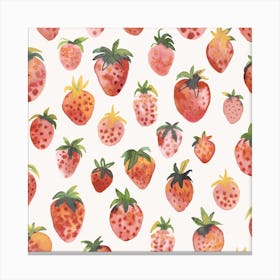 Strawberries Red Countryside Square Canvas Print