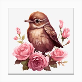 Bird With Roses 5 Canvas Print