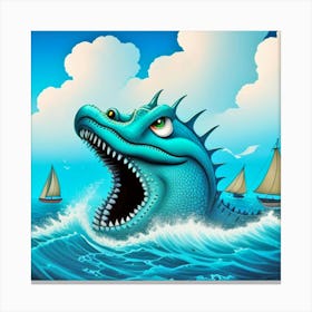 Blue Sea Monster Canvas Print