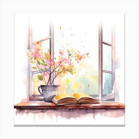 Watercolor Window Sill Canvas Print