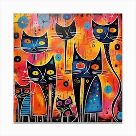 Maraclemente Vibrant Colorful Cats Seamless Joan Miro Style Str 3cc92787 4164 4353 96f6 126839358f9d Canvas Print