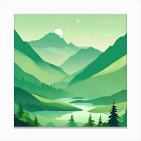 Misty mountains background in green tone 172 Canvas Print