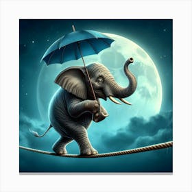 Elephant On Rope Canvas Print