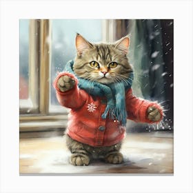 Kitten In Winter Coat Canvas Print