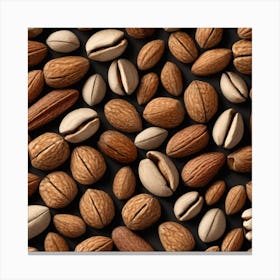 Almonds On Black Background 5 Canvas Print