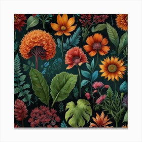 Seamless Pattern With Flowers Canvas Print