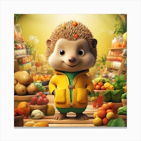 Hedgehog In A Grocery Store Canvas Print
