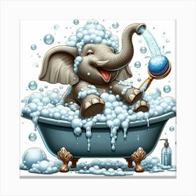 Elephant Bathing Canvas Print