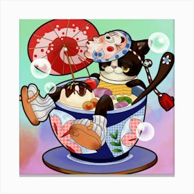 Cat In A Cup Canvas Print